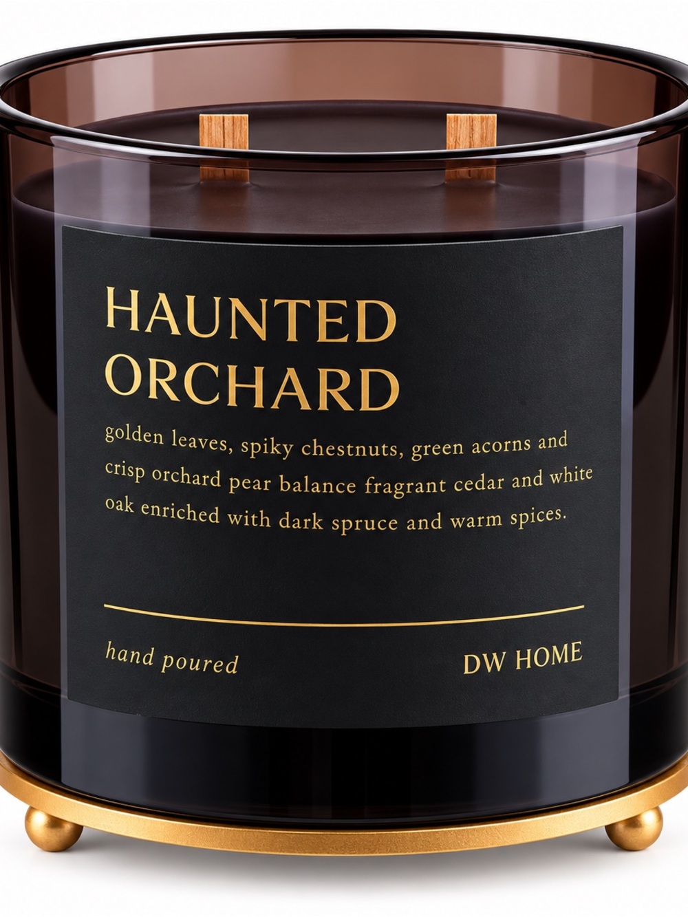 DW Home Haunted Orchard Candle - Black Glass with Gold Label